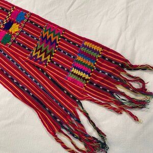 Colorful Woven Vintage Scarf with Fringe